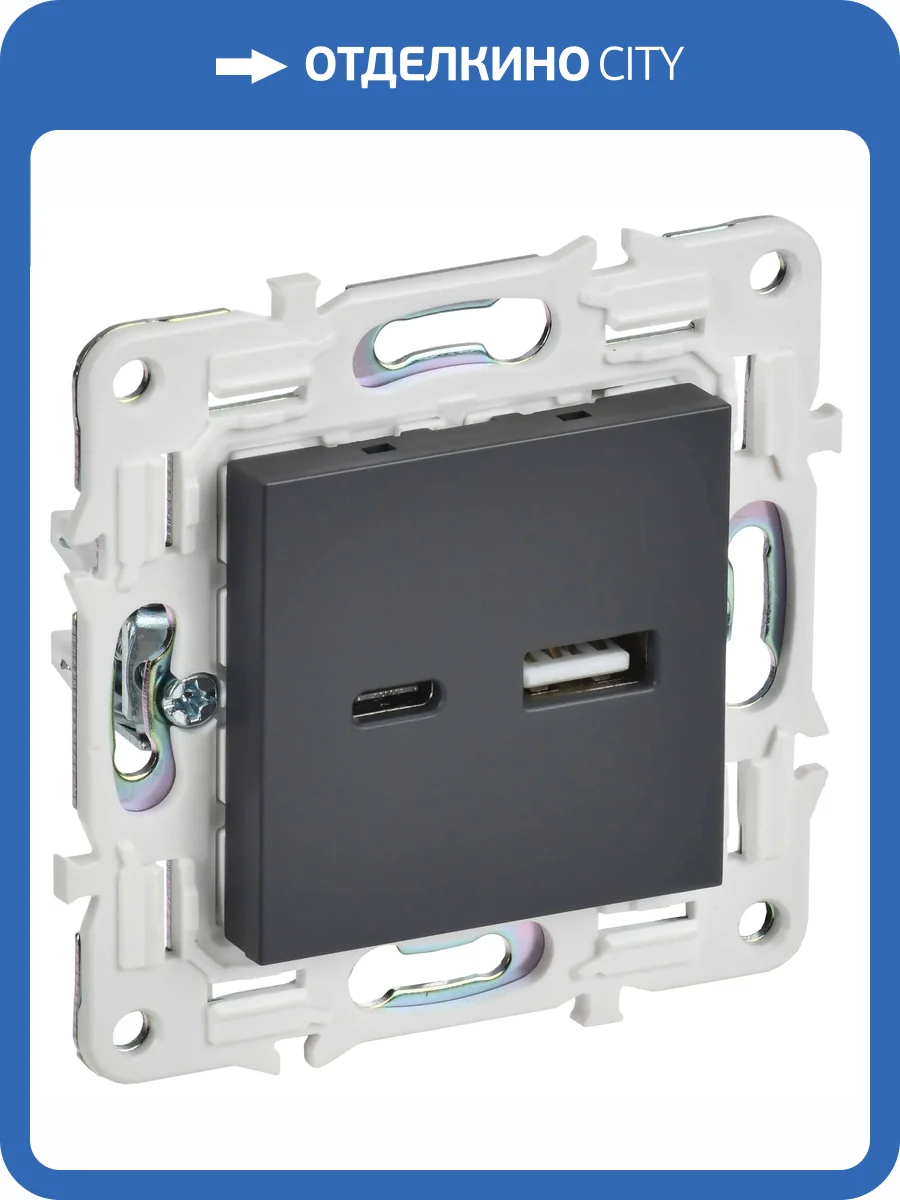 Розетка USB type A+C IEK Skandy SK-U22-018-K48 титан фото 2