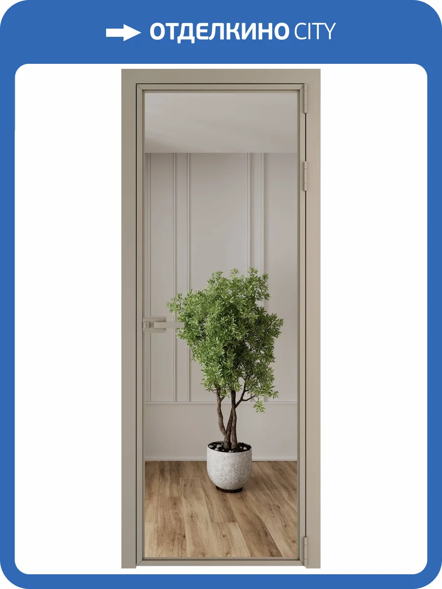 Межкомнатная дверь Profil Doors 1 AX цвет профиля Никель матовый, стекло безопасное 6 мм зеркало 800x2000 фото 2