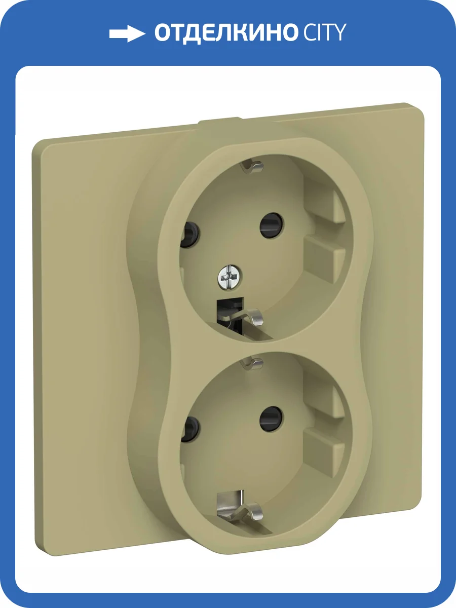 Розетка 2-местная с заземлением и шторками IEK Flite FI-R24C-16-K26 оливковый фото 2