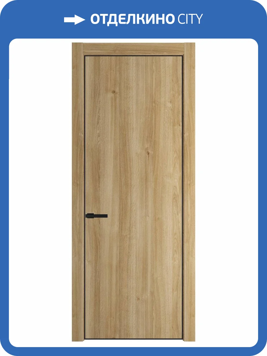 Межкомнатная дверь Profil Doors 1 NA полотно Дуб карамель, профиль черный 600x2000 фото 2