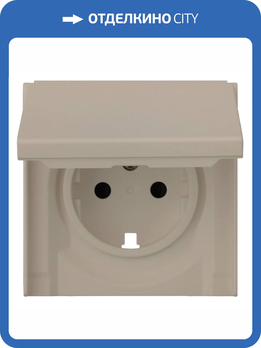 Лицевая панель для розетки 2к+з с крышкой Rikett 35634 LT латте фото 2