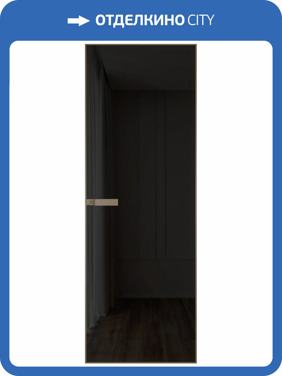 Межкомнатная дверь Profil Doors 1 AGN цвет профиля Шампань, стекло безопасное 4 мм черное тонированное 600x2000 фото 2