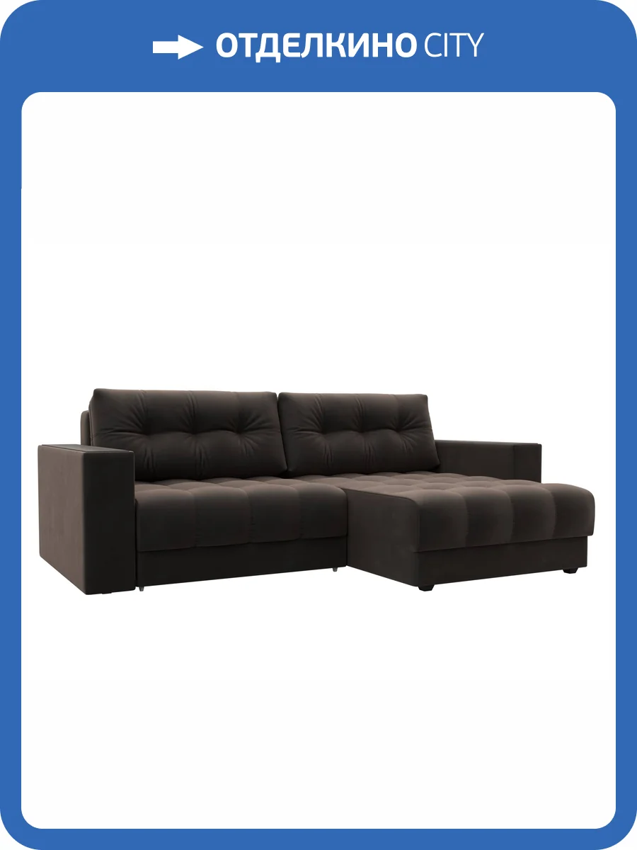 Диван угловой Лига Диванов Лига-049 НПБ 128459 SEVEN 727 коричневый, с декором фото 16
