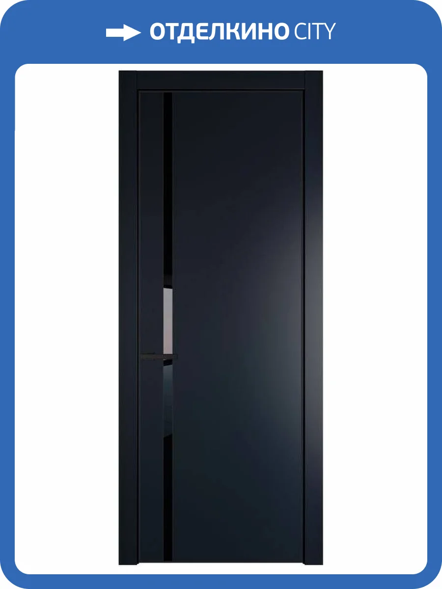 Межкомнатная дверь Profil Doors 21 PE полотно Нэви Блу, кромка алюминиевая с четырех сторон черная, стеклянная вставка черный лак 700x2000 фото 2