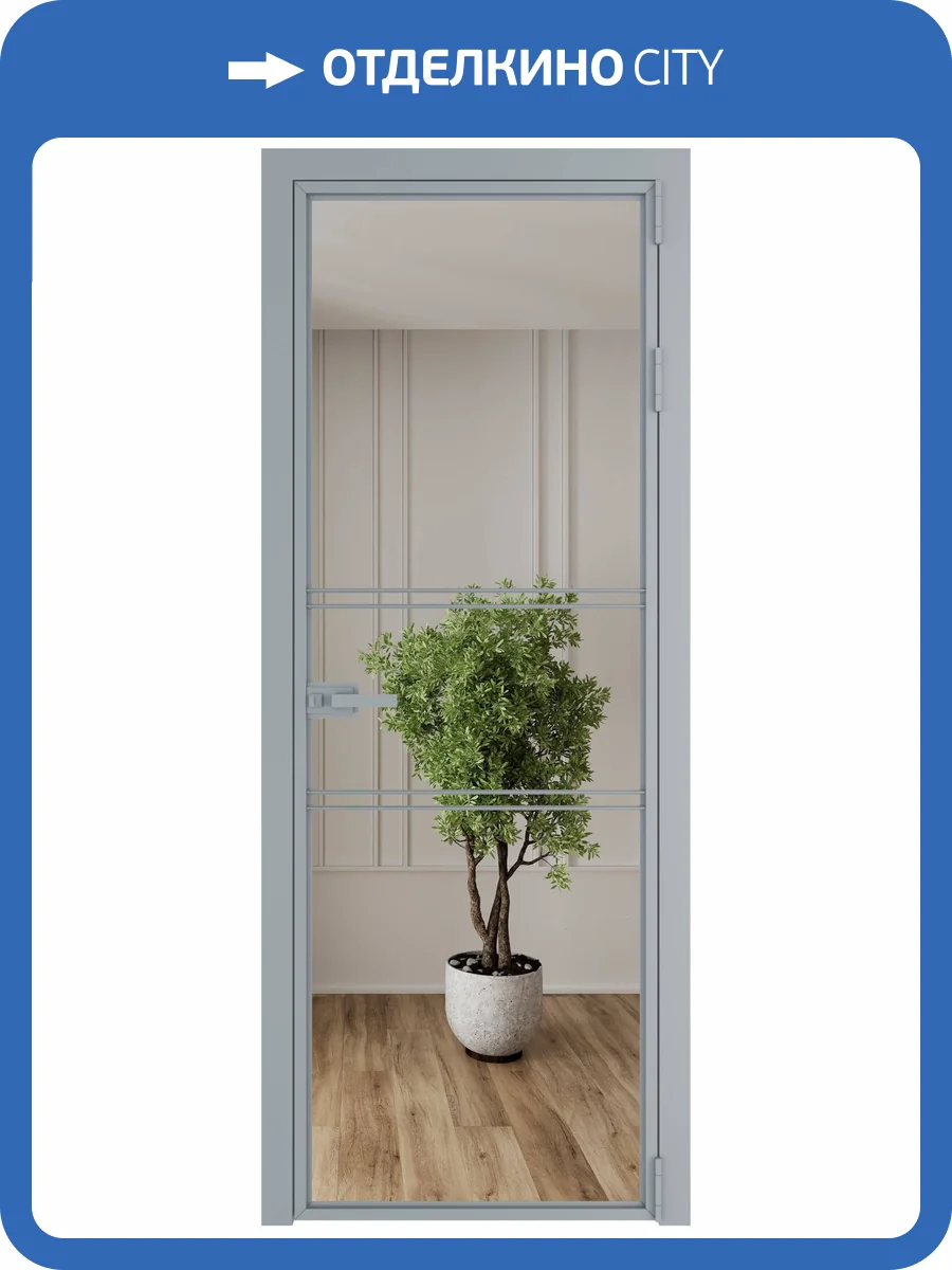 Межкомнатная дверь Profil Doors 2 AX цвет профиля Серебро, стекло безопасное 6 мм зеркало 700x2000 фото 2