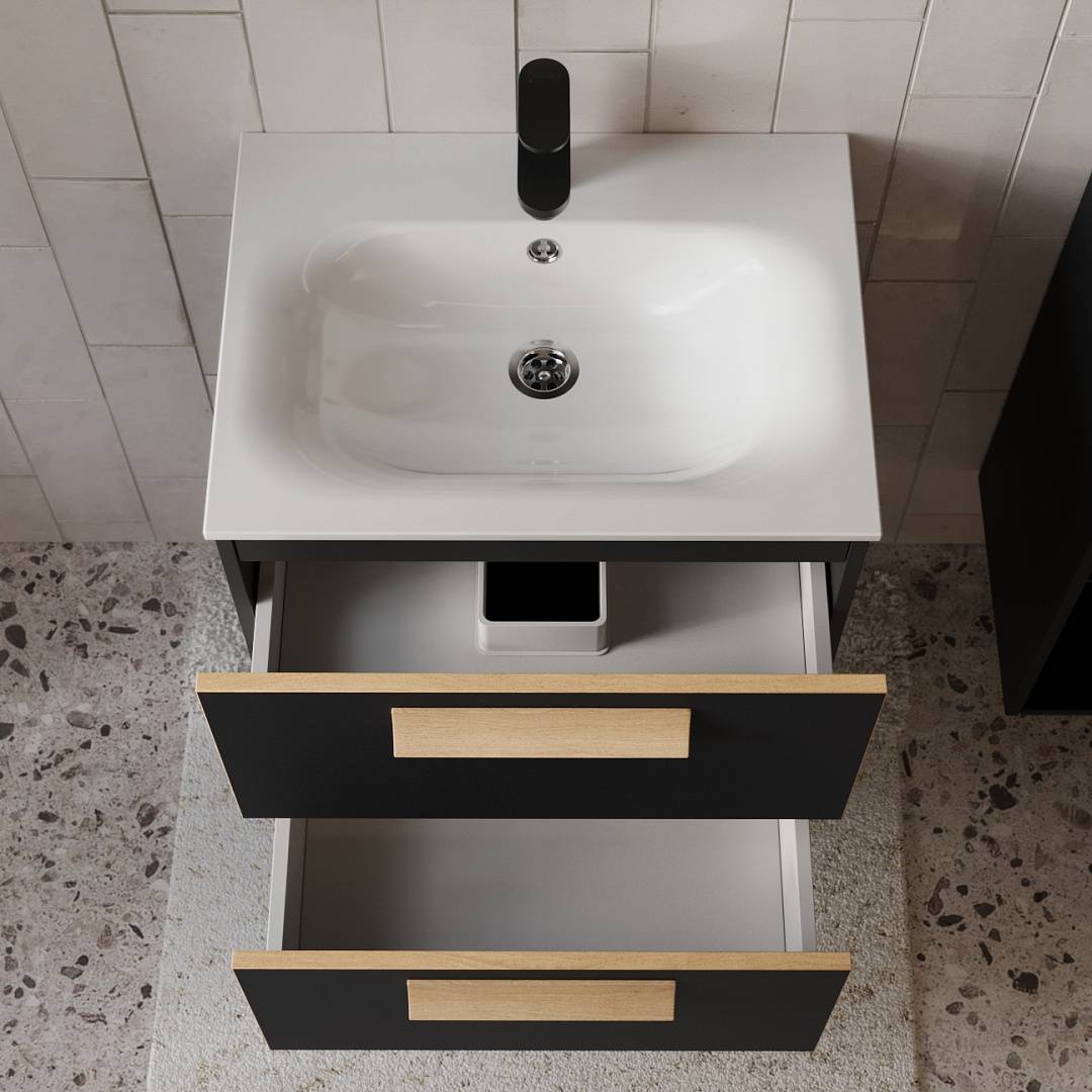 Тумба с раковиной Terminus Noto NOT10602099901O черный soft touch, 60x62 фото 2