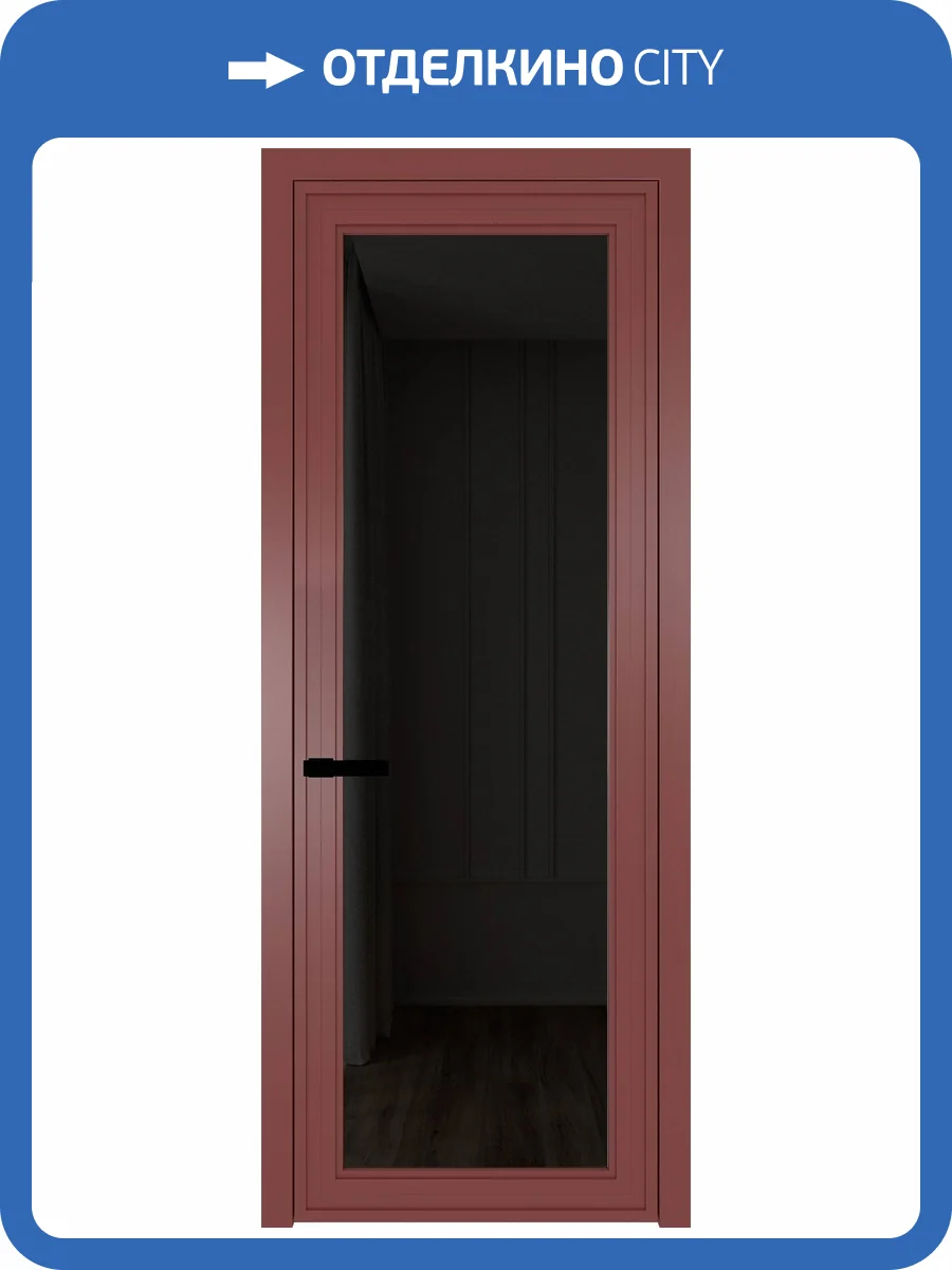 Межкомнатная дверь Profil Doors 1 AGP цвет профиля Красный антрацит, стекло безопасное 6 мм черное тонированное 700x2000 фото 2