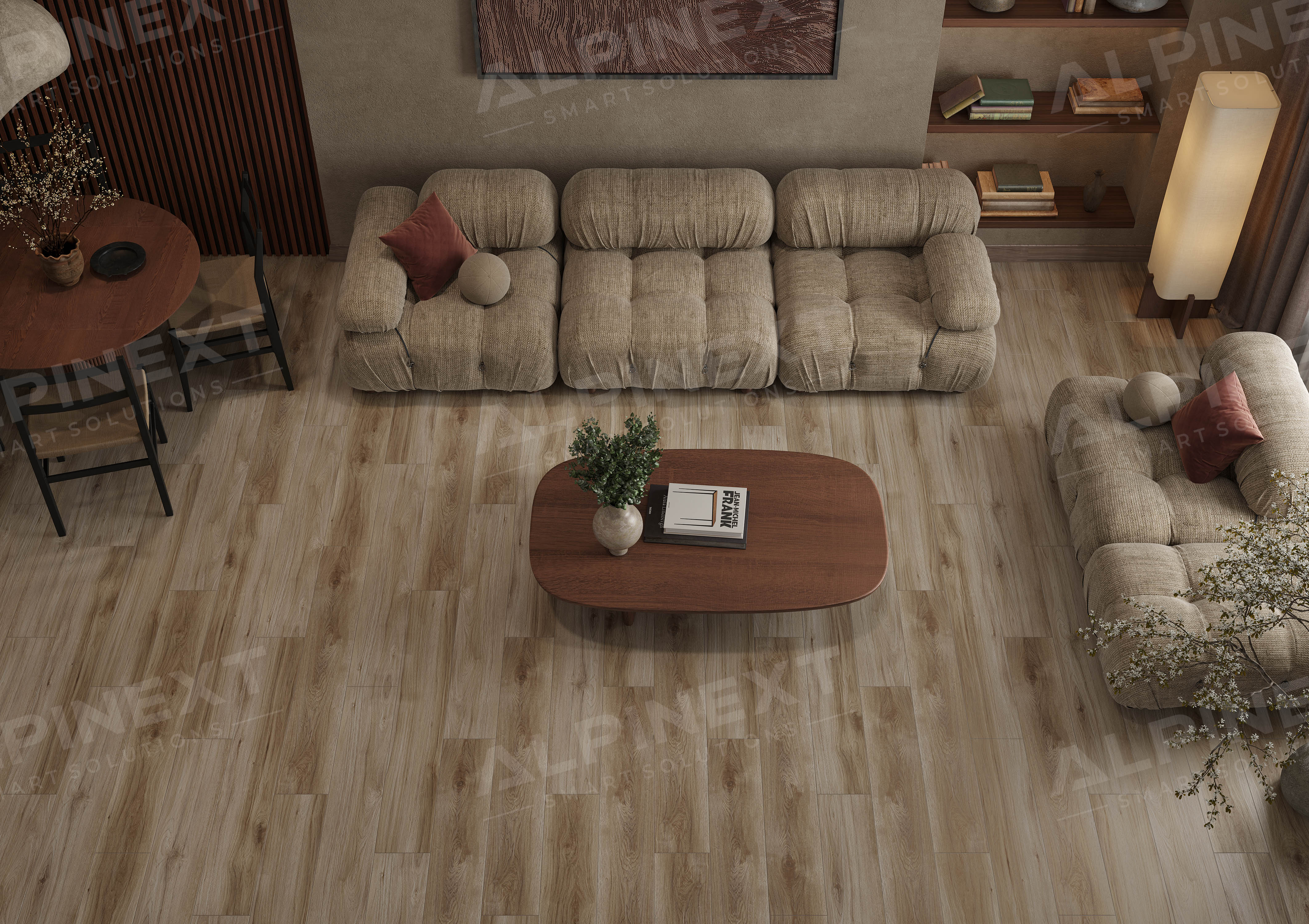 Ламинат Alpinext Quick Style 8/33 4V LF601-06 Дуб натур коричневый 1218x198 фото 2