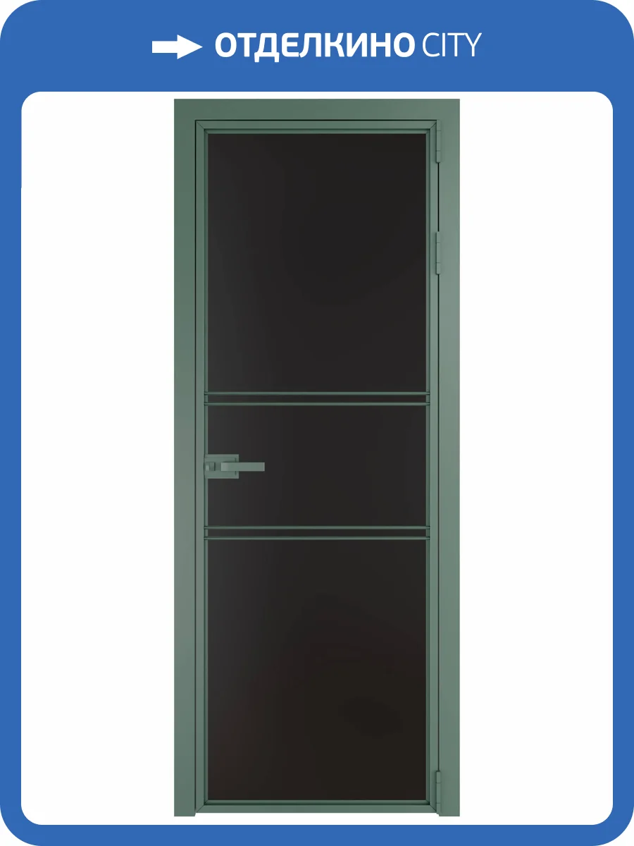 Межкомнатная дверь Profil Doors 2 AX цвет профиля Зеленый воск, стекло безопасное 6 мм монохром черный 800x2000 фото 2