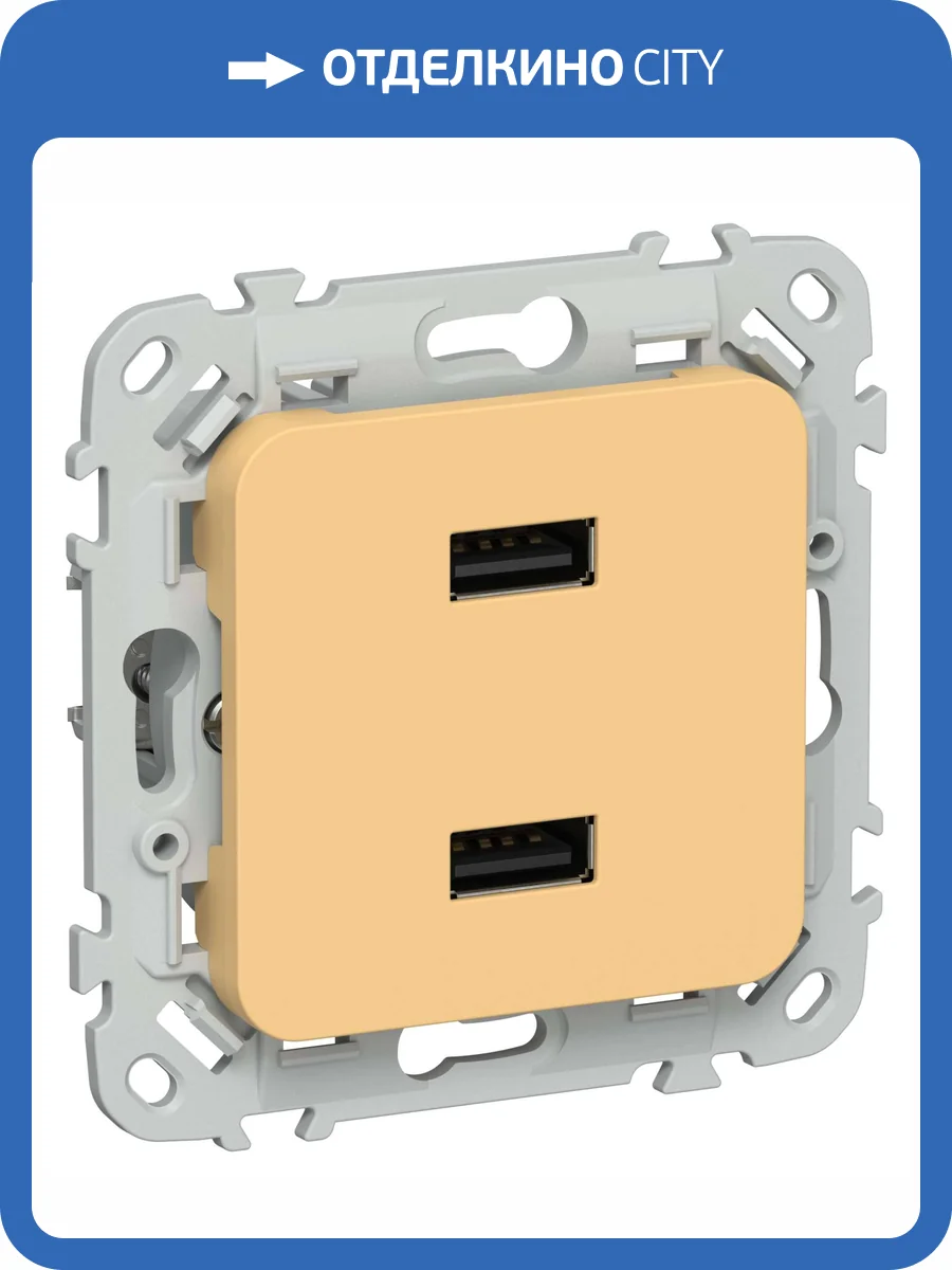 Розетка USB type A+A IEK Flite FI-U21-D31-K90 золотарник фото 2