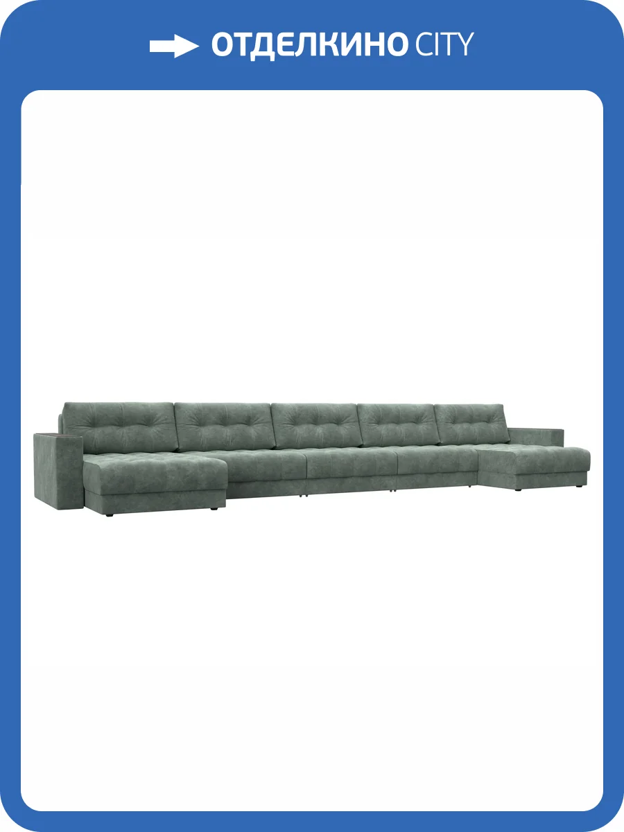 П-образный диван Лига Диванов Лига-049 НПБ Мегалонг 128531 BRUT 08 зеленый, с декором фото 11