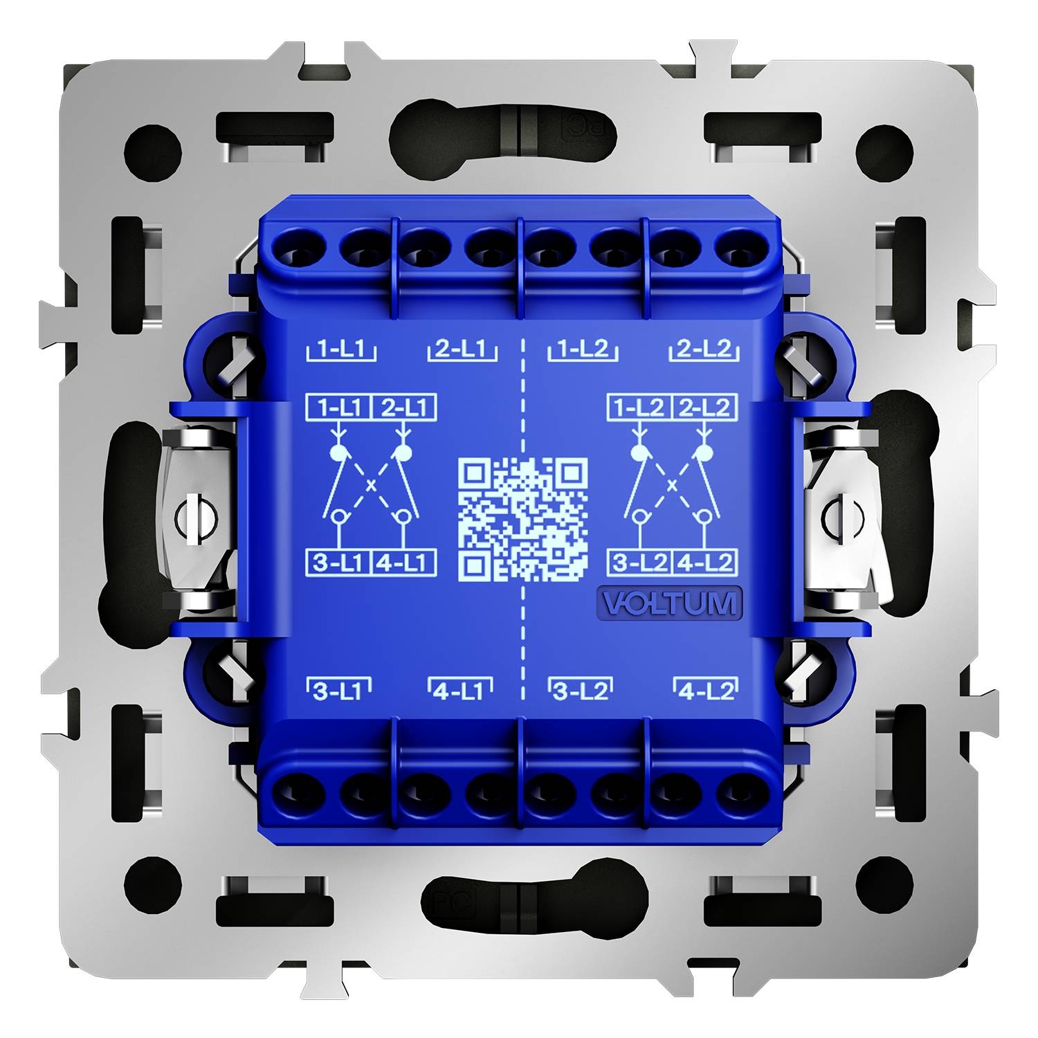 Выключатель 2-клавишный перекрестный Voltum S70 VLS020505 сталь фото 3