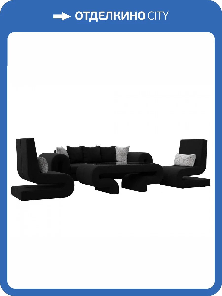 Набор 2 Лига Диванов Волна 115697 Черный фото 8