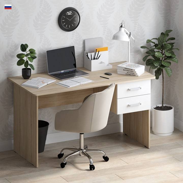 Стол письменный МФ Jazz СП 3СБ СП-3СБ Дуб сонома Белый фото 2