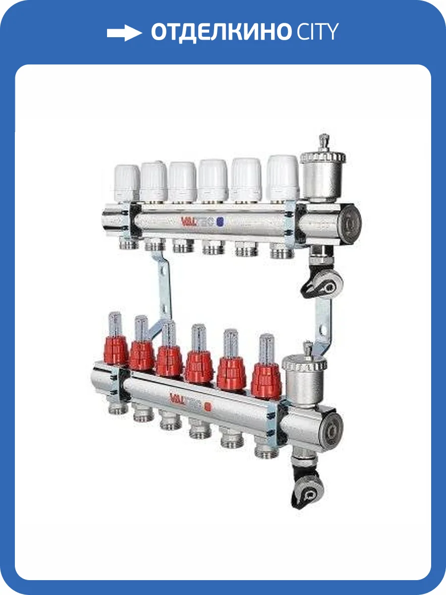 Коллекторная группа VALTEC со встр. расх. в сборе, 1х8 вых. Евроконус 3/4 фото 3