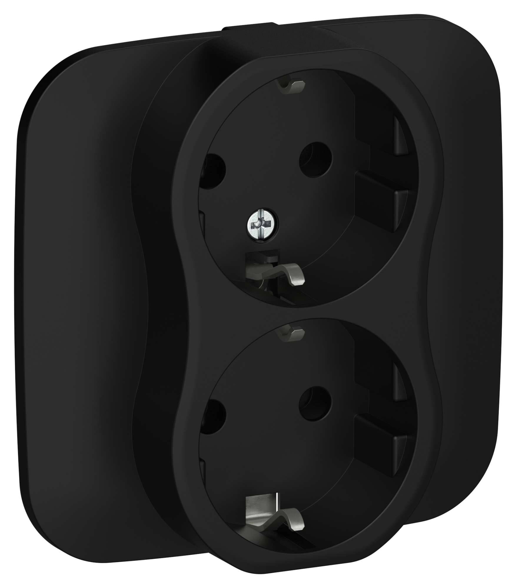 Розетка 2-местная с заземлением IEK Flite FI-R21A-16-K02 черный