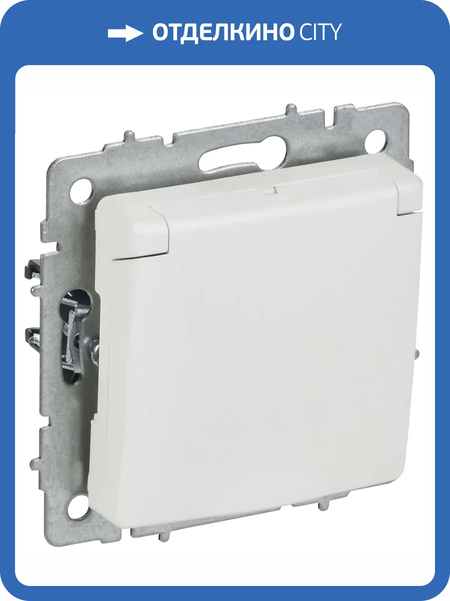 Розетка 1-местная с заземлением, шторками и крышкой IEK Brite BR-R16-16-K91 арктический белый фото 5