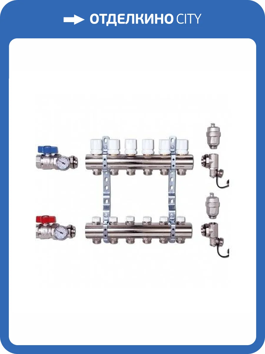 Коллектор Luxor латунный в сборе с регулирующими вентилями CD 468M 1х3/4ЕК 12 контуров фото 2