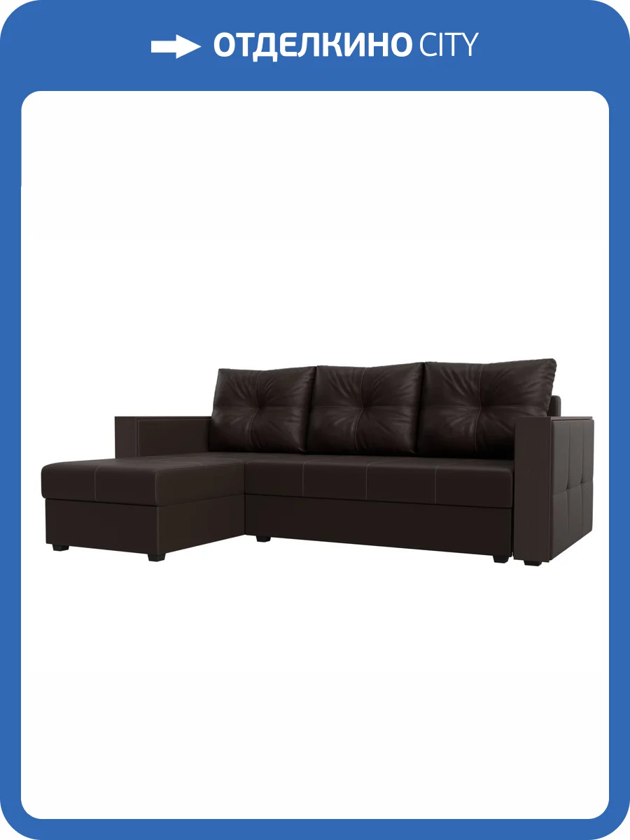 Диван угловой Лига Диванов Валенсия Лайт 117768L коричневый, левый угол фото 11