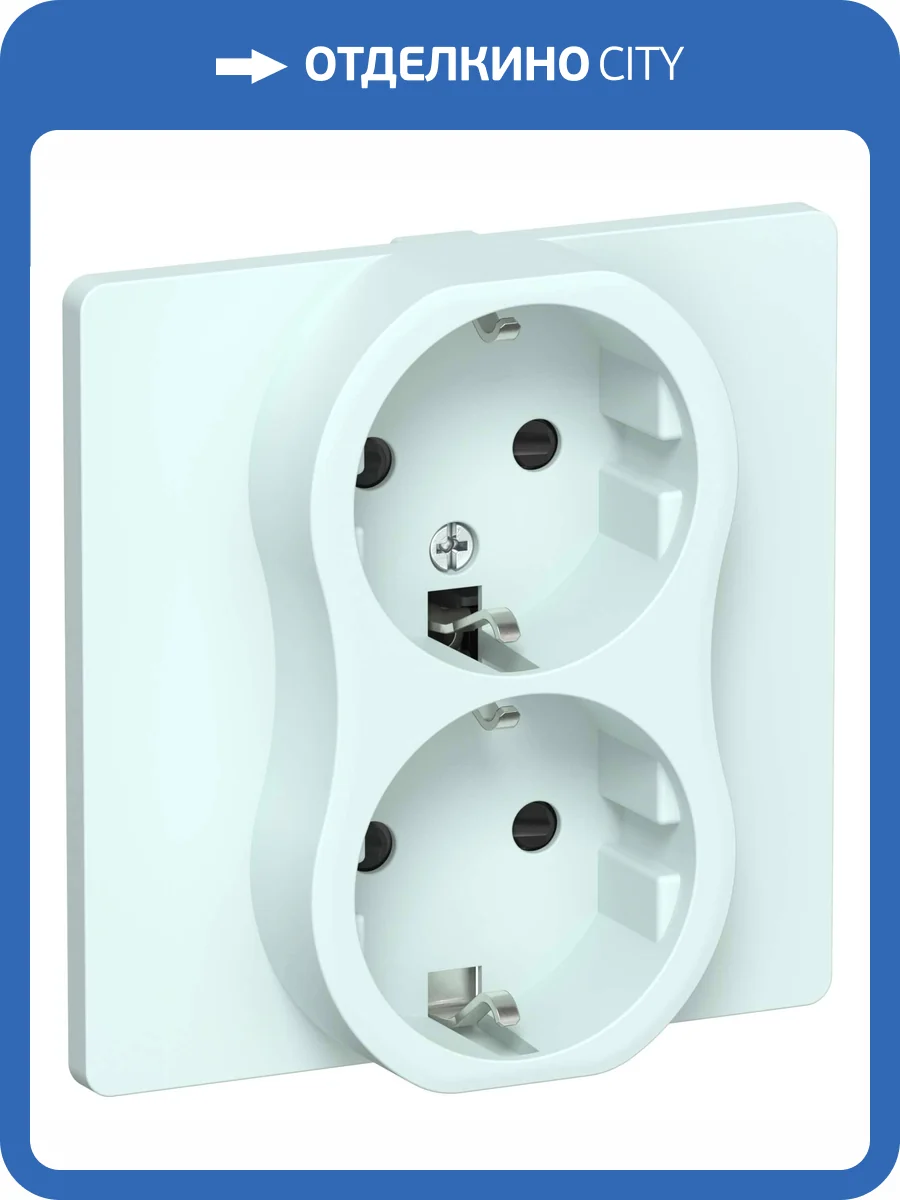 Розетка 2-местная с заземлением и шторками IEK Flite FI-R24C-16-K94 холодный лед фото 2