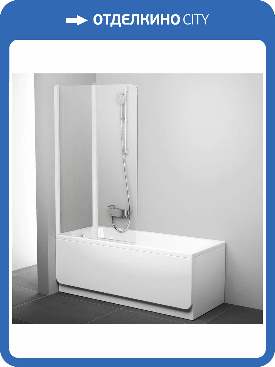 Шторка на ванну Ravak CVS2-100 L Transparent, профиль белый фото 6