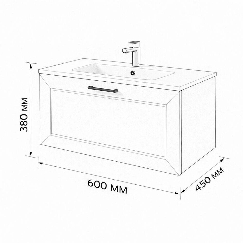 Тумба с раковиной Terminus Victoria VIC10601703101O серый шёлк, 60x38 фото 3