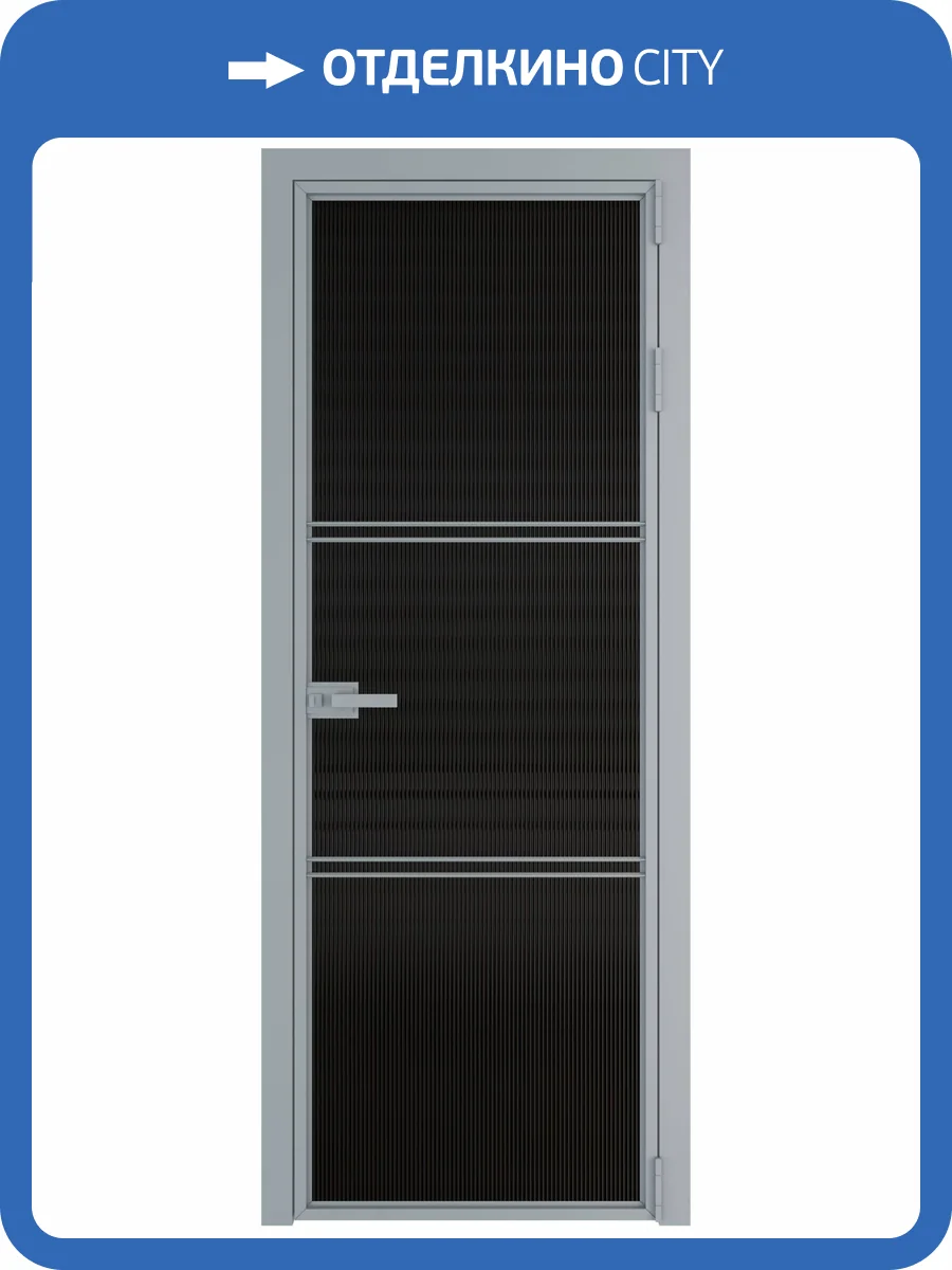 Межкомнатная дверь Profil Doors 3 AX цвет профиля Серебро, стекло безопасное 6 мм мору черный 700x2000 фото 2