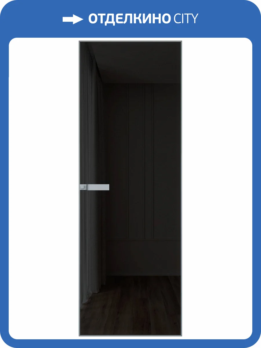 Межкомнатная дверь Profil Doors 1 AGN цвет профиля Серебро, стекло безопасное 4 мм черное тонированное 800x2000 фото 2