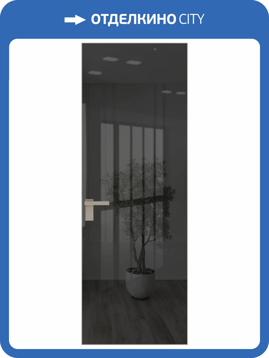 Межкомнатная дверь Profil Doors 1 AGK цвет профиля Никель матовый, стекло безопасное 4 мм зеркало серое 800x2000 фото 2