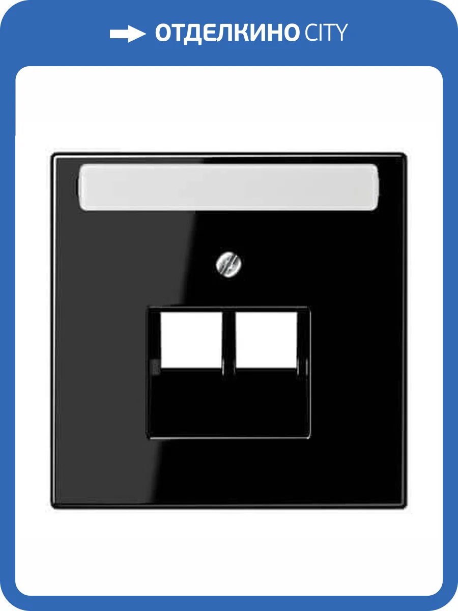 Накладка 2-ой наклонной телефонной/компьютерной розетки с полем для надписи Jung LS 990 черная LS969-2NAUASW фото 2