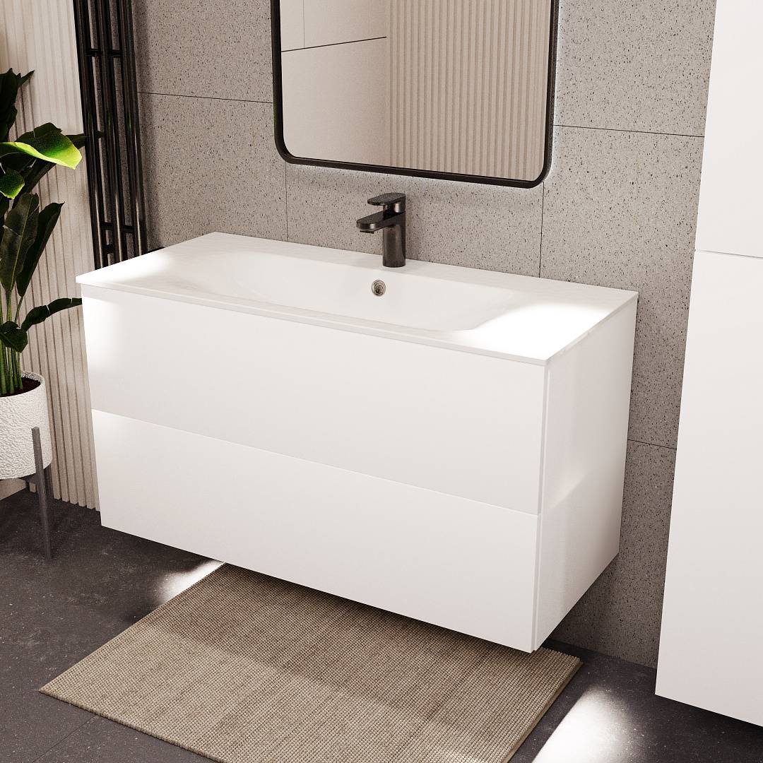 Тумба с раковиной Terminus Aurora AUR101002900301O белый, 100x62