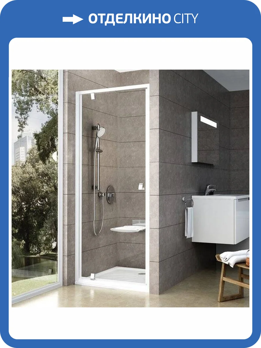 Душевая дверь в нишу Ravak PDOP1-90 Transparent, профиль белый + защитное средство фото 6