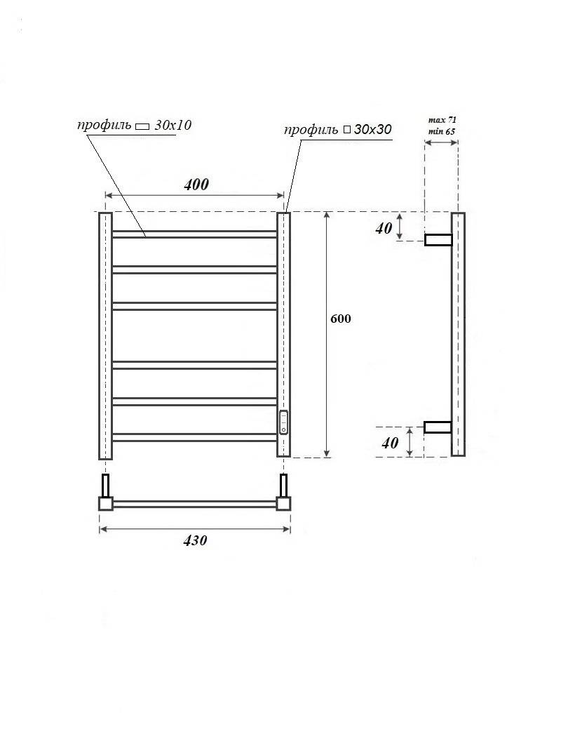Полотенцесушитель электрический Apextermo Терра TR00164BM черный матовый, 60x40 фото 3