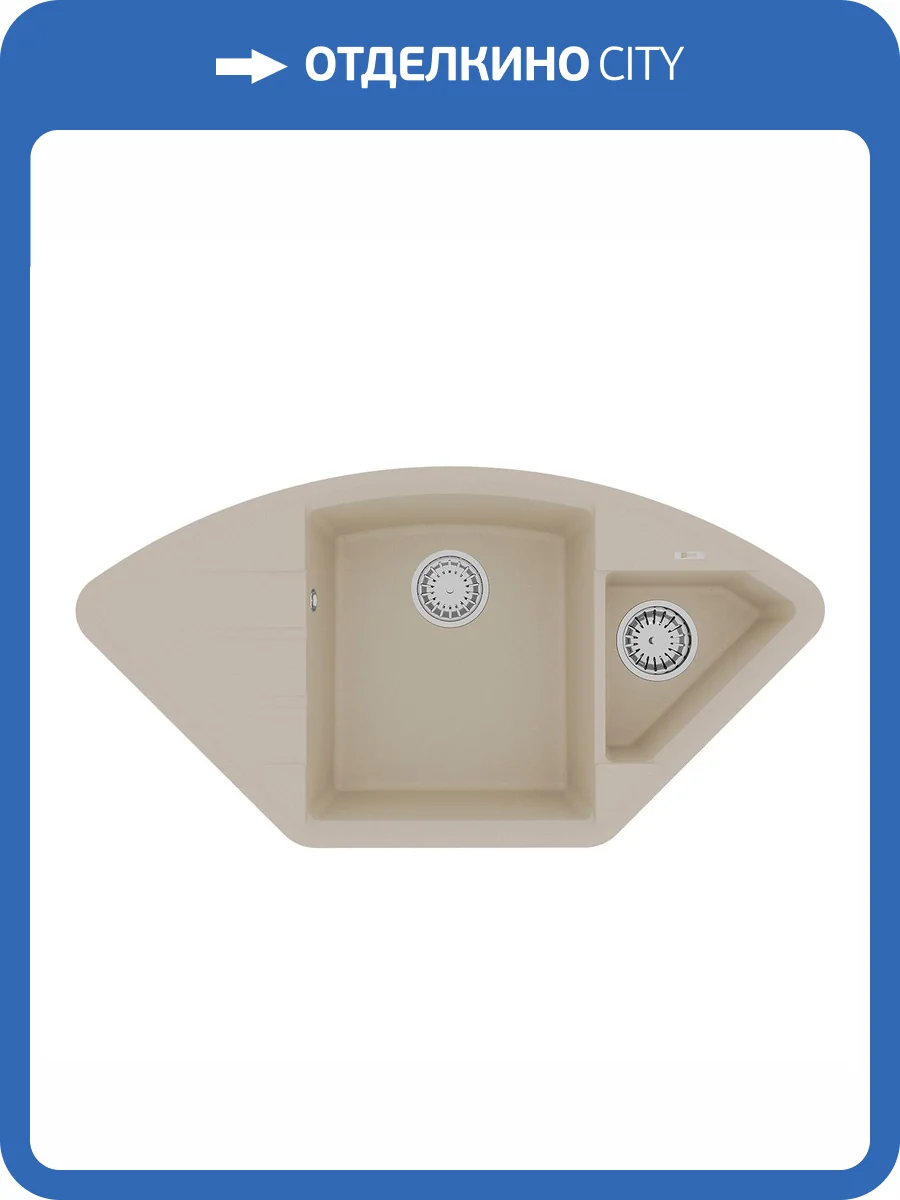 Кухонная мойка Lemark IRKANA 980 9910044 врезная угловая с доп. чашей и крылом из кварцгранита бежевый фото 5