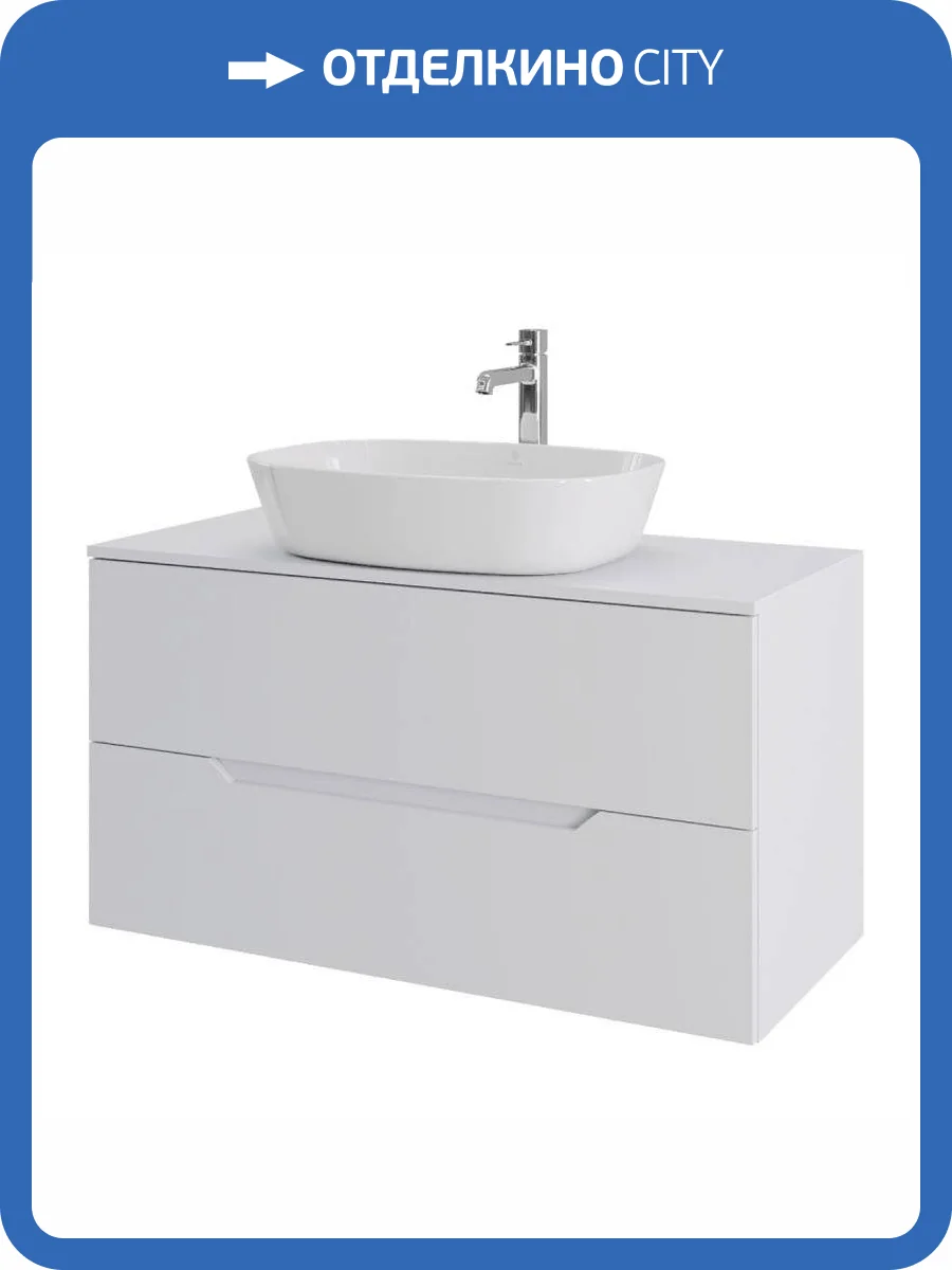 Тумба с раковиной Orange Лайн Li-100TuwMDF+B08-500W белая матовая, 100 см фото 8