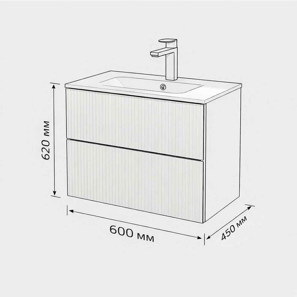 Тумба с раковиной Terminus Euromix EUR10602900101OSL айвори, 60x62 фото 3