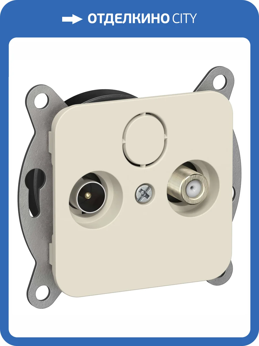 ТВ-розетка TV+SAT проходная IEK Flite FI-AF23-P-K86 сливочный фото 2
