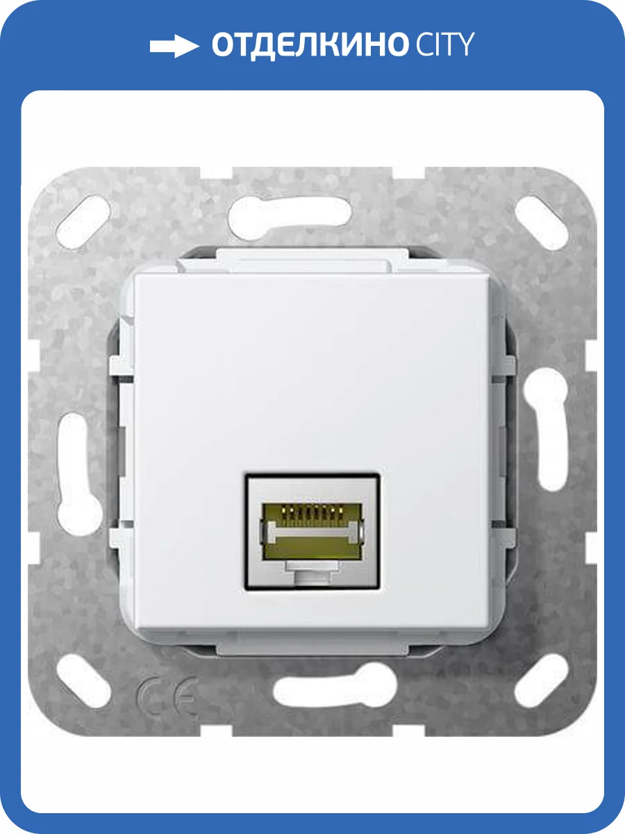 Розетка компьютерная MJ RJ45 Gira System 55 6a кат чисто-белый глянцевый 569503 фото 2