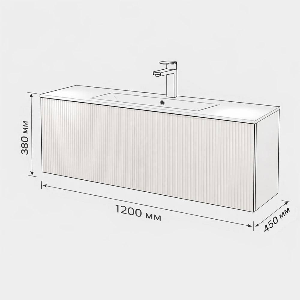 Тумба с раковиной Terminus Euromix EUR101201900101OSL айвори, 120x38 фото 3