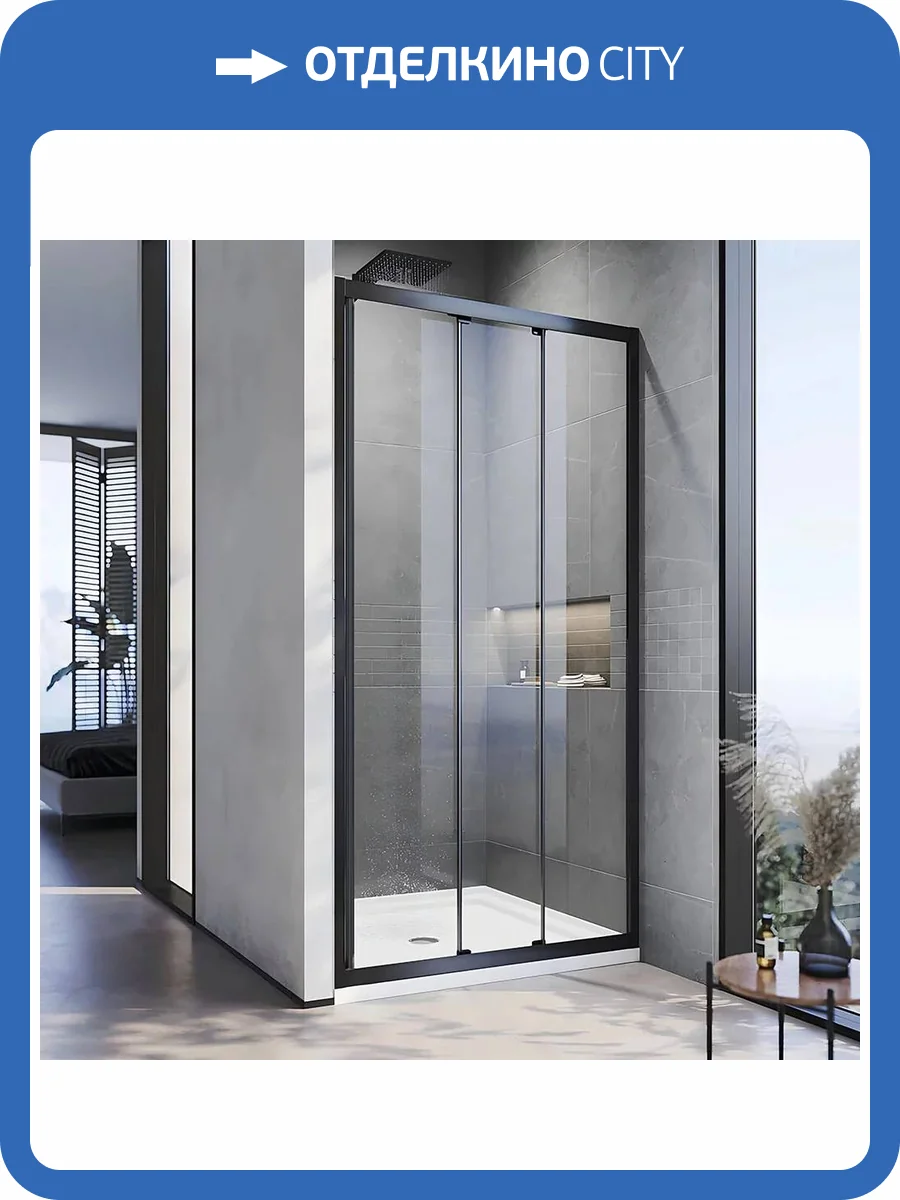 Душевая дверь в нишу Veconi Vianno VN-28B профиль черный матовый, стекло прозрачное, 111x195 фото 4