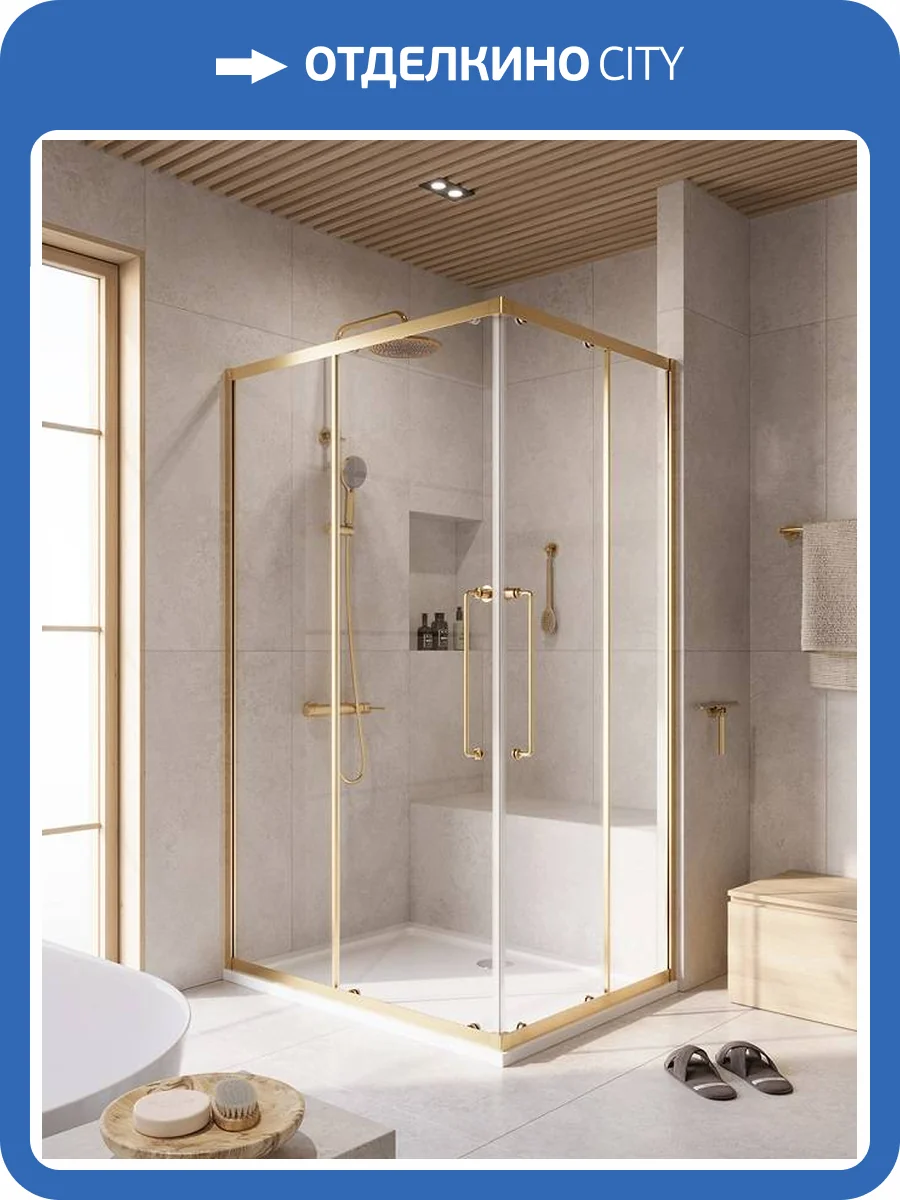 Душевой уголок Cezares Relax RELAX-304-AH-2-120/90-C-BORO профиль брашированное золото, стекло прозрачное, 120x90x200 фото 7