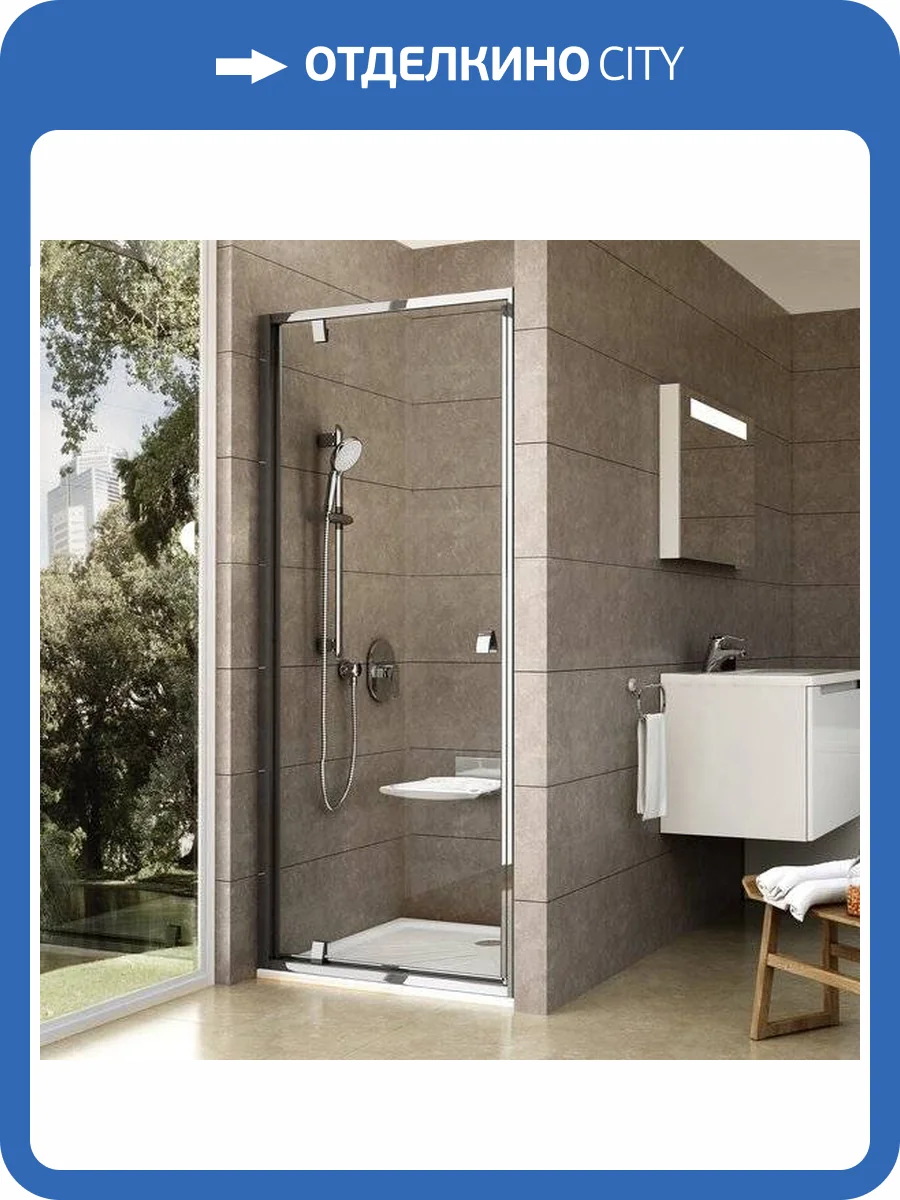 Душевая дверь в нишу Ravak PDOP1-90 Transparent, профиль хром фото 6