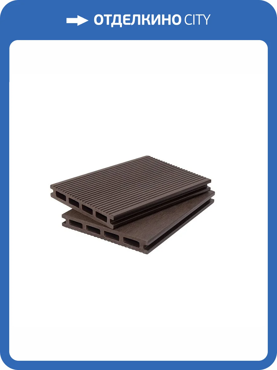 Террасная доска Polivan Group Denpasar Velvet + Brushing Mix Пустотелая Темно-коричневый ДПК 2900x140x20 фото 2