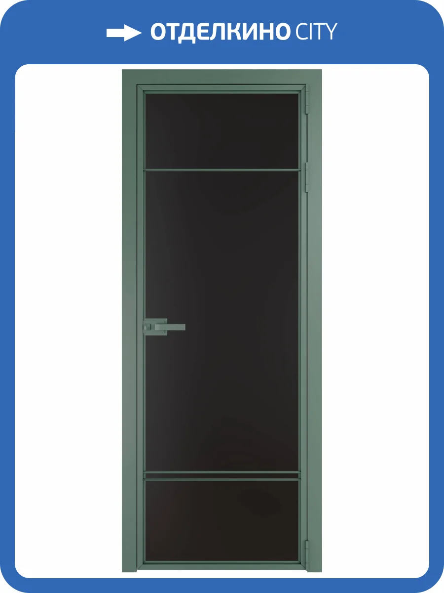 Межкомнатная дверь Profil Doors 4 AX цвет профиля Зеленый воск, стекло безопасное 6 мм монохром черный 800x2000 фото 2