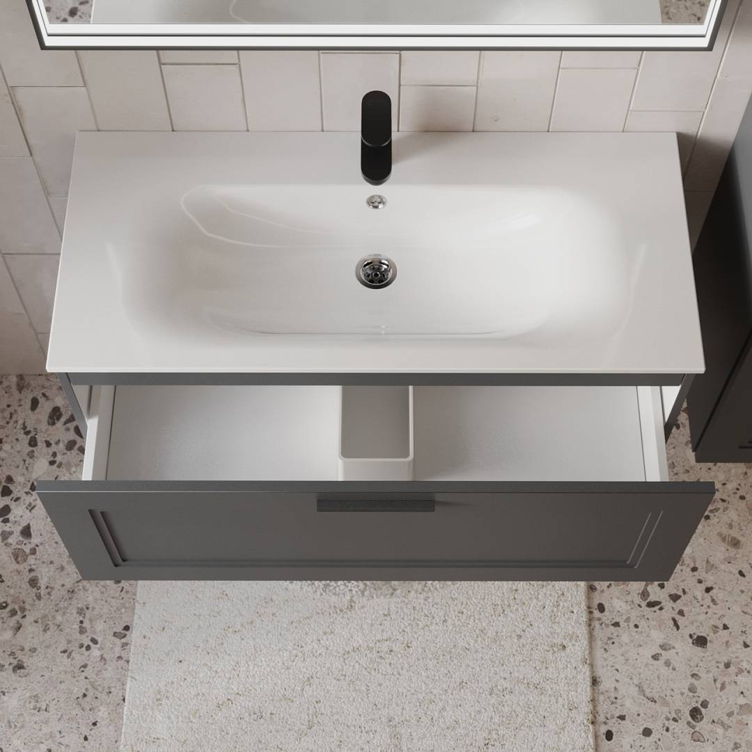 Тумба с раковиной Terminus Classik CLA101001701601O графит , 100x38 фото 2