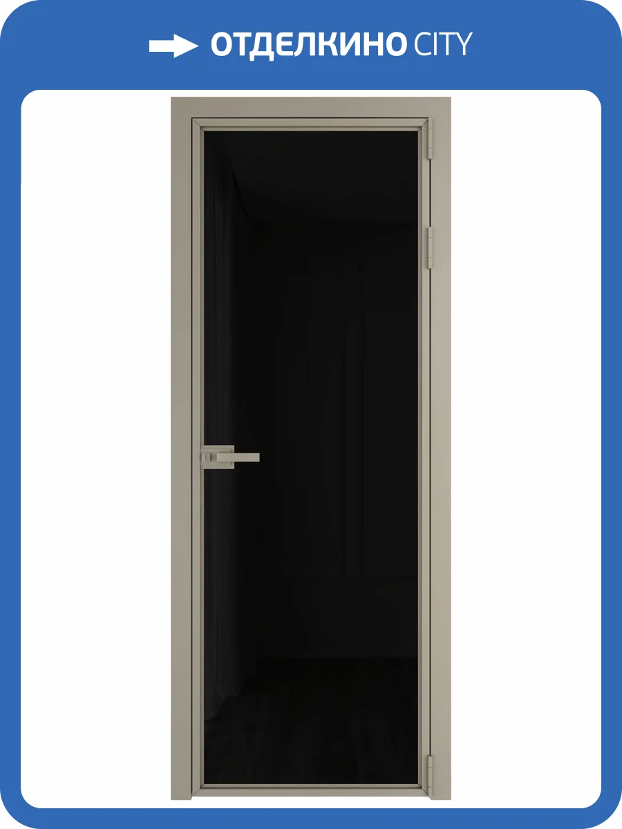 Межкомнатная дверь Profil Doors 1 AX цвет профиля Никель матовый, стекло безопасное 6 мм черный триплекс 600x2000 фото 2