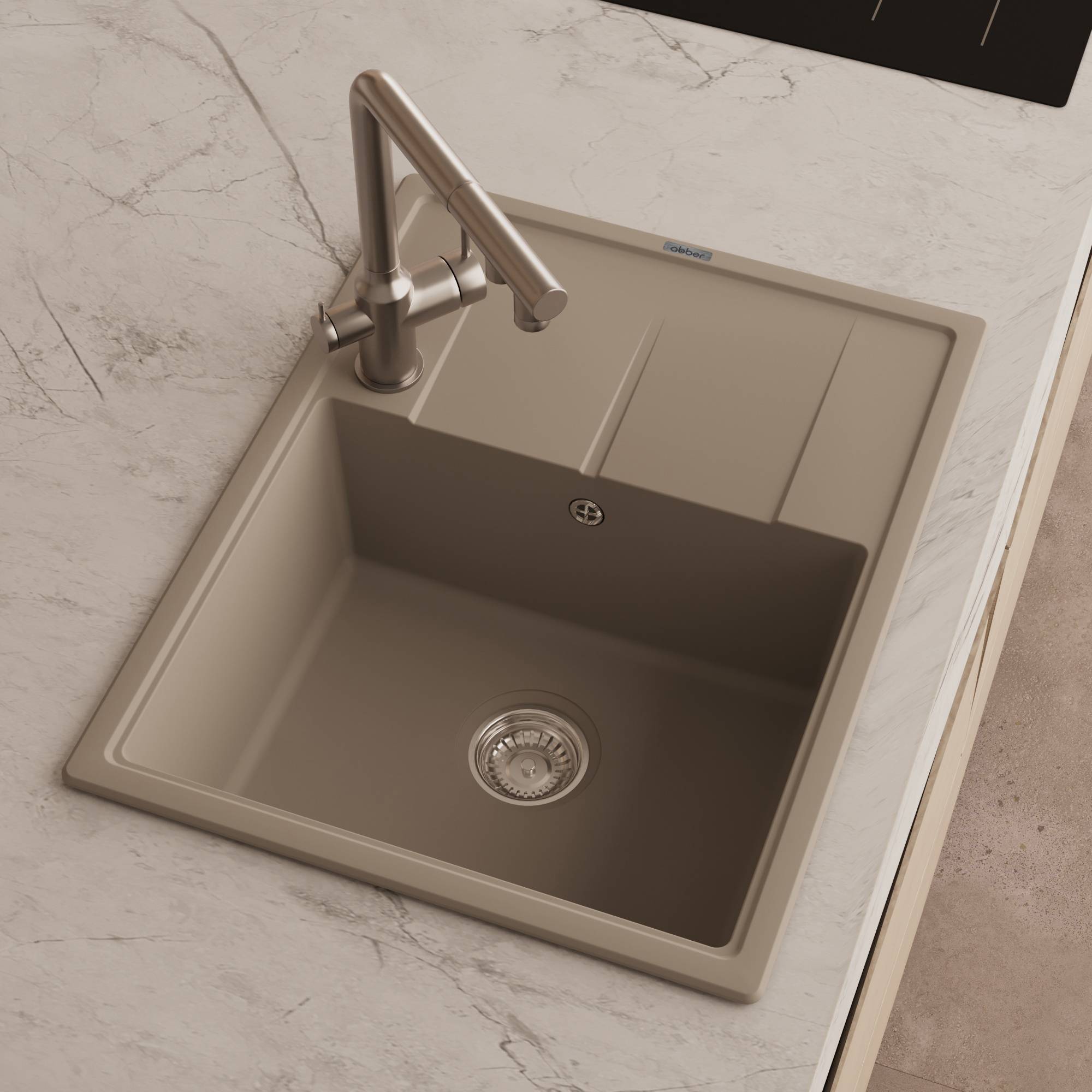 Мойка кухонная Abber Quarz AQ2903S песочный, 51x65 фото 8