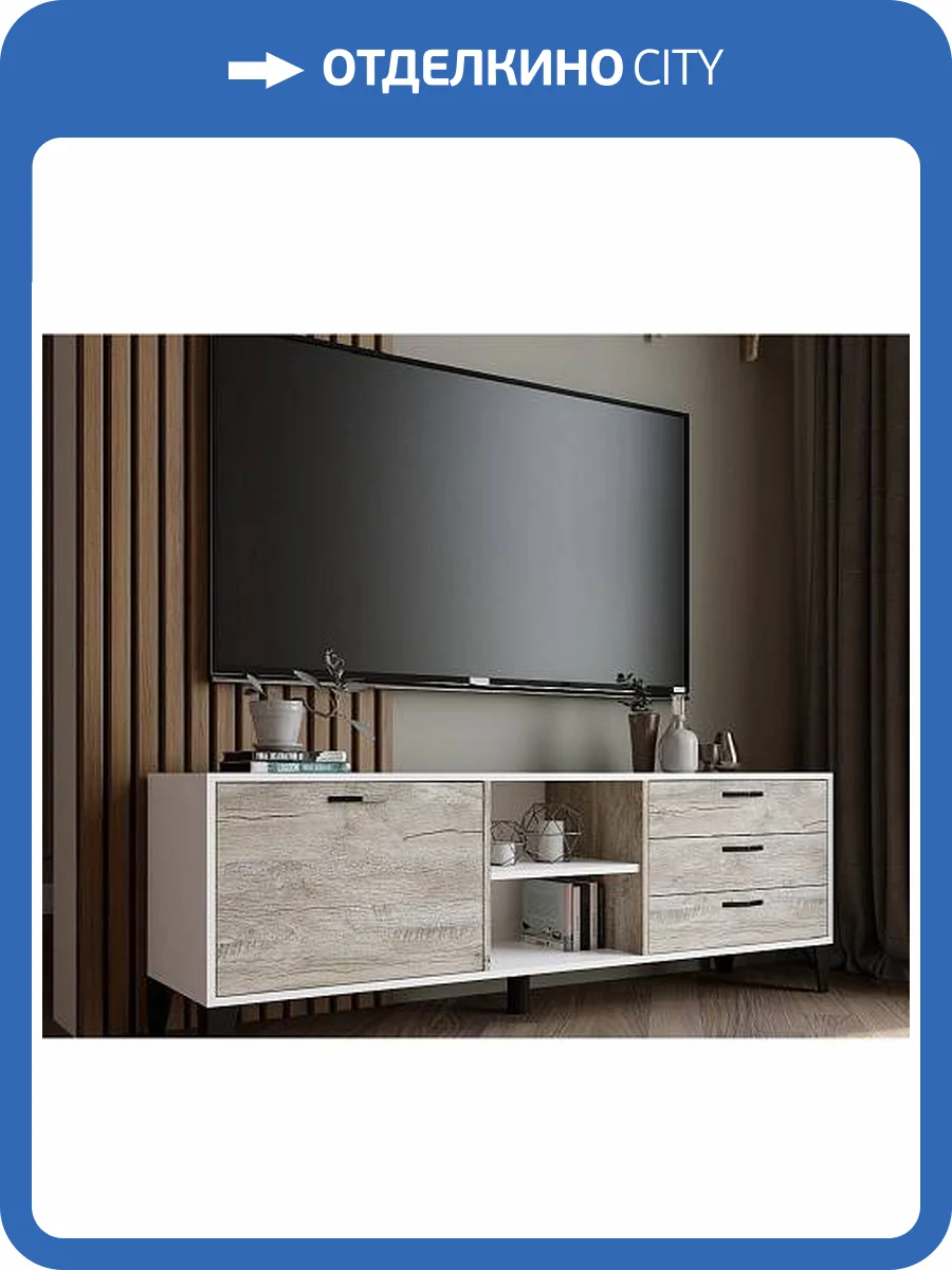 Тумба под ТВ ТЭКС Парус 00-00142956 дуб, белый фото 2