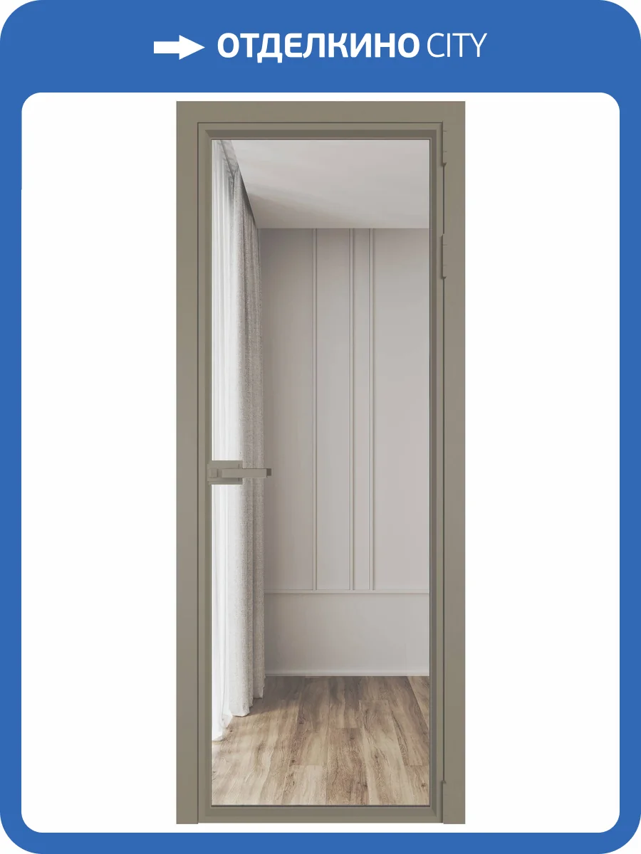 Межкомнатная дверь Profil Doors 1 AV цвет профиля Никель матовый, стекло безопасное 6 мм прозрачное 700x2000 фото 2