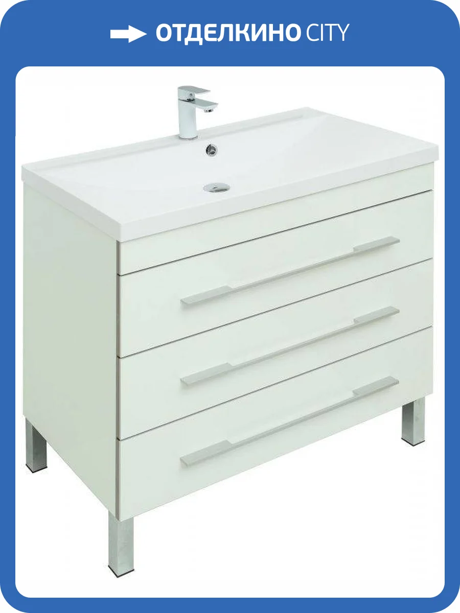 Тумба с раковиной Aquanet Верона 90 287674 белый, 872x902x480 фото 5